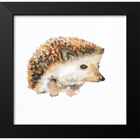 WATERCOLOR HEDGEHOG Black Modern Wood Framed Art Print by Atelier B Art Studio