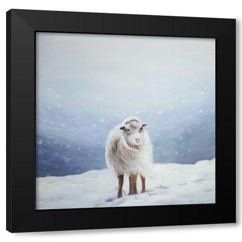 LONG HAIR SHEEP Black Modern Wood Framed Art Print by Atelier B Art Studio