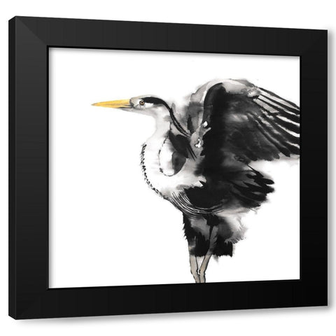 HERON Black Modern Wood Framed Art Print with Double Matting by Atelier B Art Studio