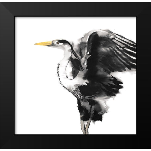HERON Black Modern Wood Framed Art Print by Atelier B Art Studio