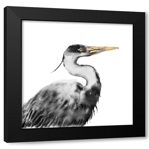 GREAT HERON Black Modern Wood Framed Art Print with Double Matting by Atelier B Art Studio