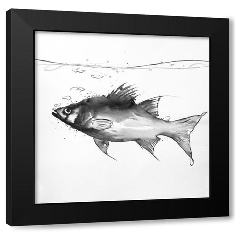 SWIMMING FISH Black Modern Wood Framed Art Print by Atelier B Art Studio