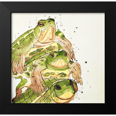 THREE AQUATIC TURTLES Black Modern Wood Framed Art Print by Atelier B Art Studio