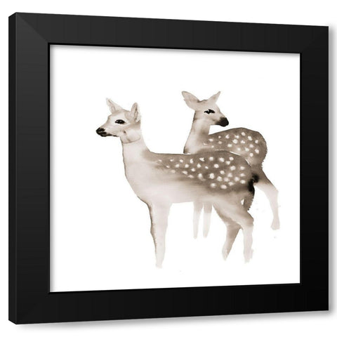 BLUE FAWNS Black Modern Wood Framed Art Print by Atelier B Art Studio