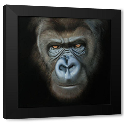 GORILLA FACE Black Modern Wood Framed Art Print with Double Matting by Atelier B Art Studio