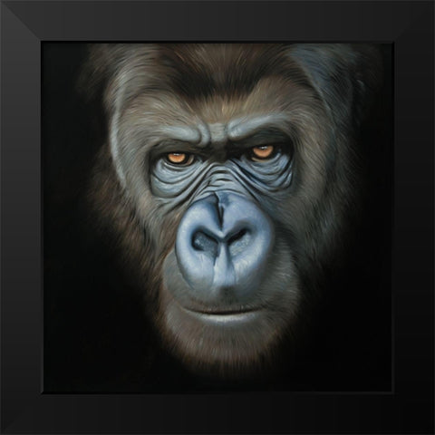 GORILLA FACE Black Modern Wood Framed Art Print by Atelier B Art Studio