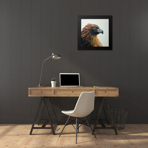 BROWN-HEADED EAGLE Black Modern Wood Framed Art Print by Atelier B Art Studio