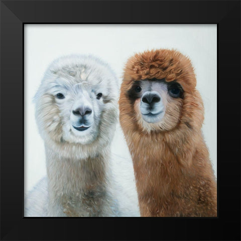 TWO LAMAS Black Modern Wood Framed Art Print by Atelier B Art Studio