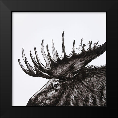 MOOSE PLUME Black Modern Wood Framed Art Print by Atelier B Art Studio