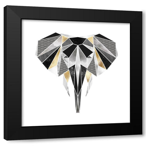 GEOMETRIC ELEPHANT Black Modern Wood Framed Art Print by Atelier B Art Studio