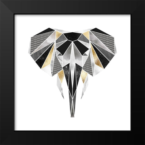 GEOMETRIC ELEPHANT Black Modern Wood Framed Art Print by Atelier B Art Studio