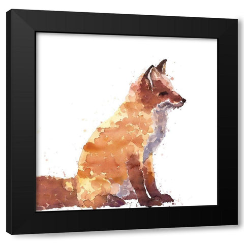 RED FOX Black Modern Wood Framed Art Print with Double Matting by Atelier B Art Studio