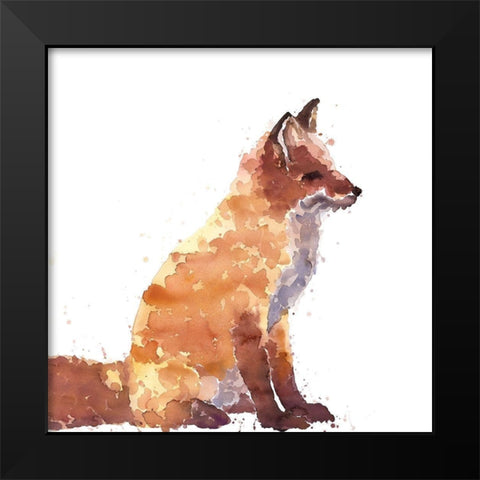RED FOX Black Modern Wood Framed Art Print by Atelier B Art Studio