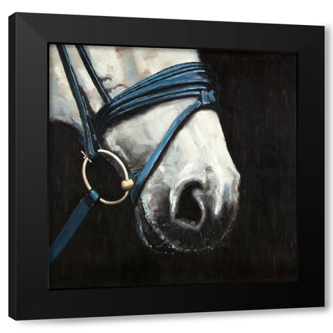 HORSE WITH HARNESS Black Modern Wood Framed Art Print with Double Matting by Atelier B Art Studio