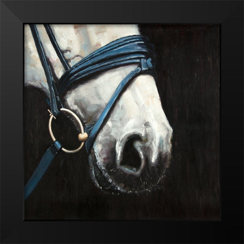 HORSE WITH HARNESS Black Modern Wood Framed Art Print by Atelier B Art Studio