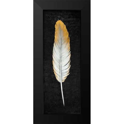GOLDEN FEATHER Black Modern Wood Framed Art Print by Atelier B Art Studio