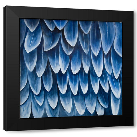 PLUMAGE BLUE Black Modern Wood Framed Art Print with Double Matting by Atelier B Art Studio