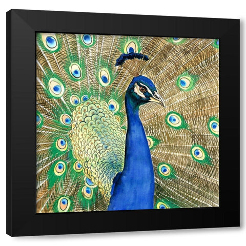 PEACOCK Black Modern Wood Framed Art Print by Atelier B Art Studio