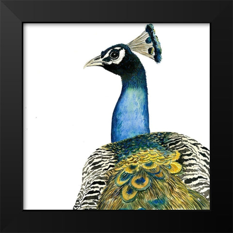 WATERCOLOR PEACOCK Black Modern Wood Framed Art Print by Atelier B Art Studio