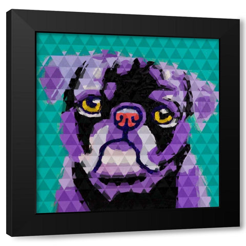 Geometric Pug Black Modern Wood Framed Art Print by Atelier B Art Studio
