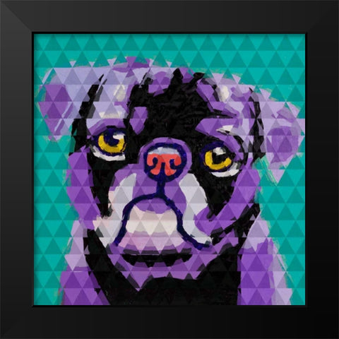 Geometric Pug Black Modern Wood Framed Art Print by Atelier B Art Studio