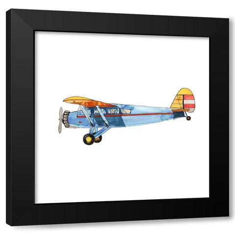 SMALL BLUE PLANE Black Modern Wood Framed Art Print by Atelier B Art Studio