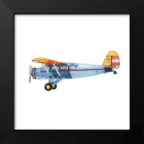 SMALL BLUE PLANE Black Modern Wood Framed Art Print by Atelier B Art Studio