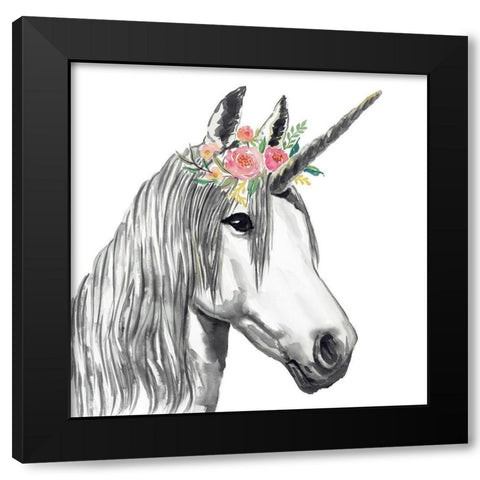 UNICORN Black Modern Wood Framed Art Print with Double Matting by Atelier B Art Studio