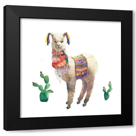 LAMA PARADE Black Modern Wood Framed Art Print by Atelier B Art Studio