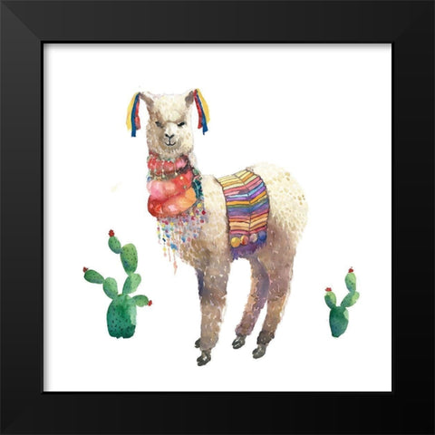 LAMA PARADE Black Modern Wood Framed Art Print by Atelier B Art Studio