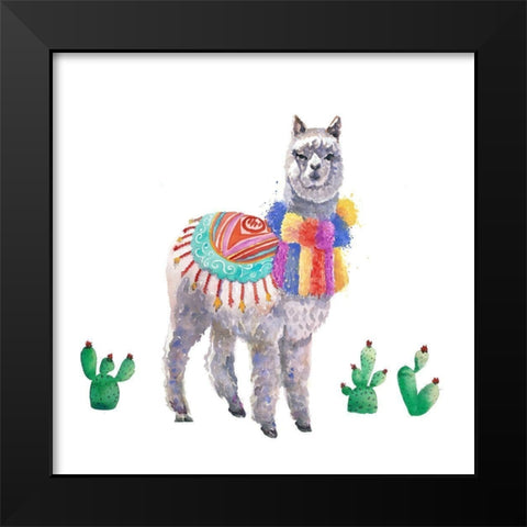 TRADITIONAL PERUVIAN LAMA Black Modern Wood Framed Art Print by Atelier B Art Studio