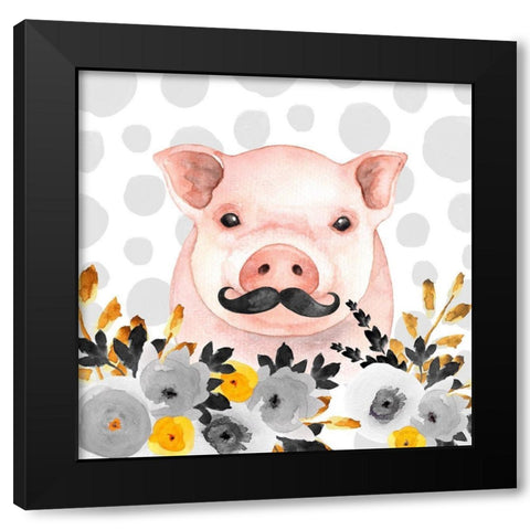 LITTLE DISGUISED PIG Black Modern Wood Framed Art Print with Double Matting by Atelier B Art Studio