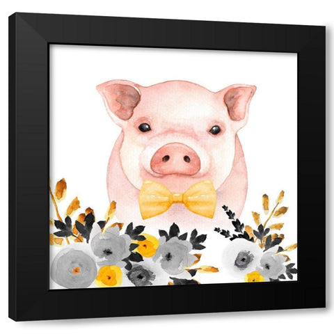 CHIC PIG Black Modern Wood Framed Art Print by Atelier B Art Studio
