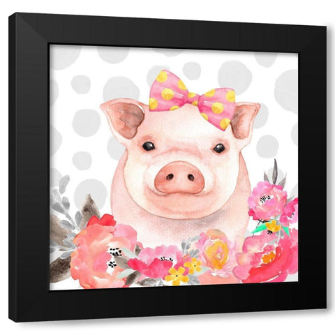 PRETTY PIG Black Modern Wood Framed Art Print with Double Matting by Atelier B Art Studio