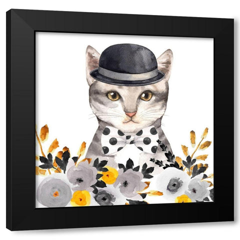 CHIC CAT Black Modern Wood Framed Art Print with Double Matting by Atelier B Art Studio
