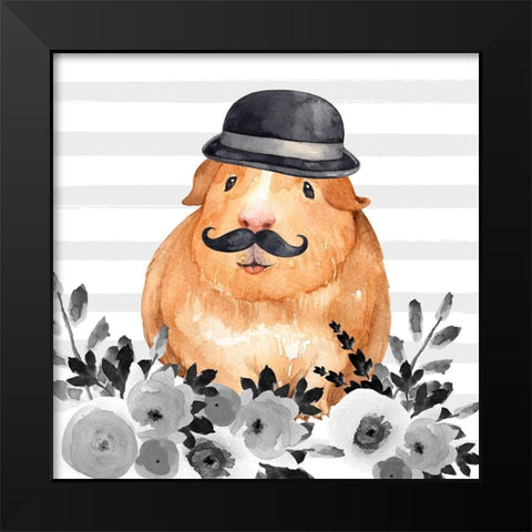 GUINEA PIG DETECTIVE Black Modern Wood Framed Art Print by Atelier B Art Studio