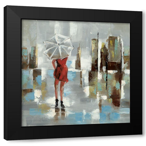 Red dress woman Black Modern Wood Framed Art Print with Double Matting by Atelier B Art Studio