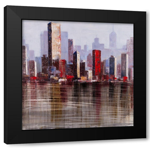 INDUSTRIAL CITY Black Modern Wood Framed Art Print with Double Matting by Atelier B Art Studio