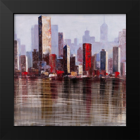 INDUSTRIAL CITY Black Modern Wood Framed Art Print by Atelier B Art Studio