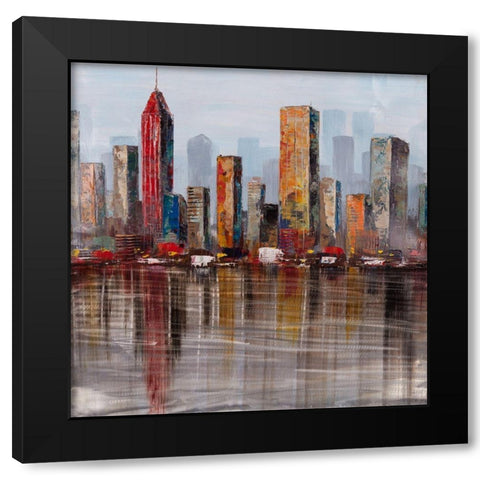 RUST LOOKING CITY Black Modern Wood Framed Art Print by Atelier B Art Studio