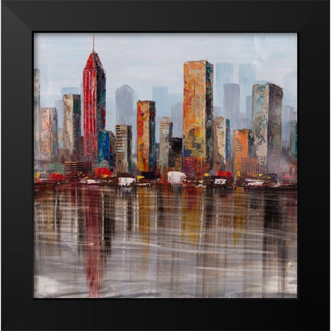RUST LOOKING CITY Black Modern Wood Framed Art Print by Atelier B Art Studio