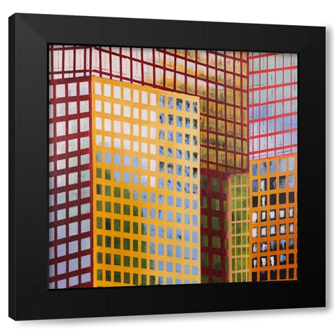 SKYSCRAPER WINDOWS Black Modern Wood Framed Art Print by Atelier B Art Studio