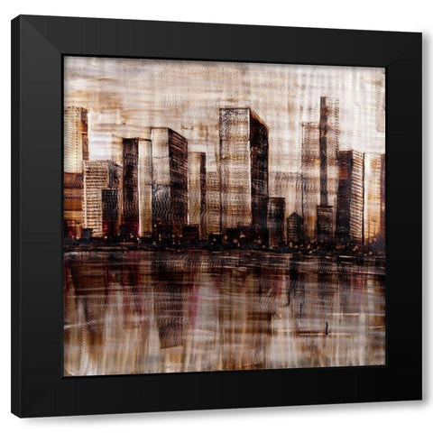 SKETCH OF THE CITY Black Modern Wood Framed Art Print with Double Matting by Atelier B Art Studio
