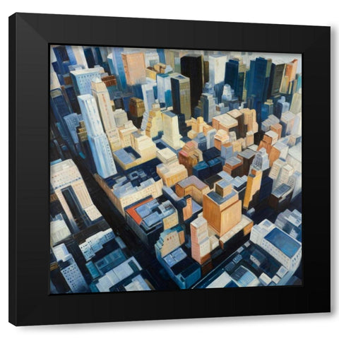 Manhattan view of the Empire State Building Black Modern Wood Framed Art Print by Atelier B Art Studio