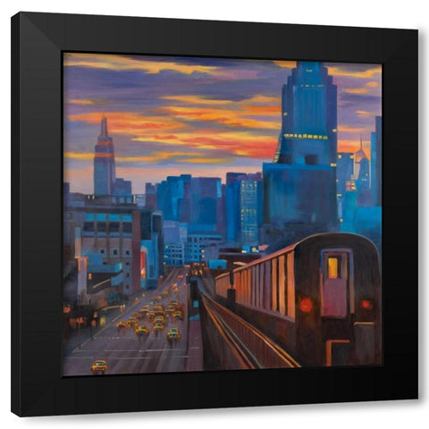 Subway in New-York City Black Modern Wood Framed Art Print by Atelier B Art Studio