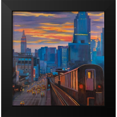 Subway in New-York City Black Modern Wood Framed Art Print by Atelier B Art Studio