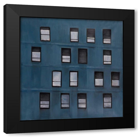 Building Architecture with Random Windows Black Modern Wood Framed Art Print by Atelier B Art Studio