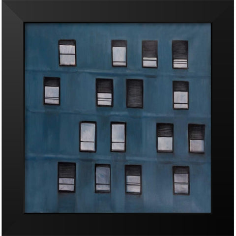 Building Architecture with Random Windows Black Modern Wood Framed Art Print by Atelier B Art Studio