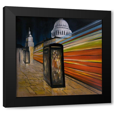 FAST LONDON BUS  Black Modern Wood Framed Art Print with Double Matting by Atelier B Art Studio