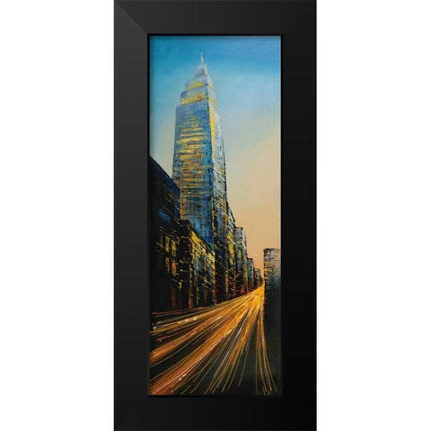 In the Street of Empire State Building Black Modern Wood Framed Art Print by Atelier B Art Studio